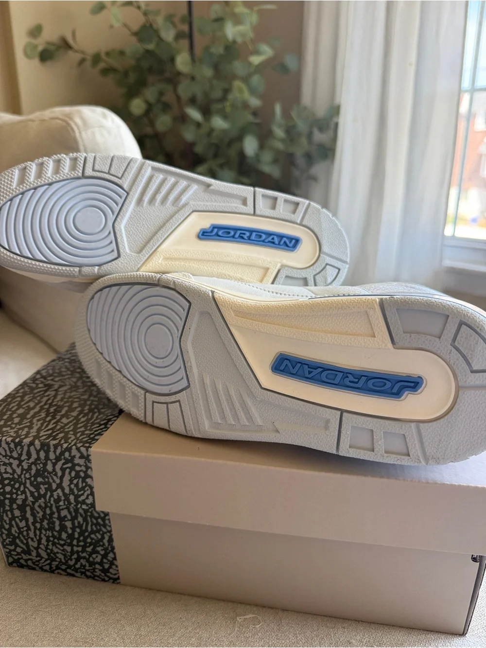 Air Jordan 3 Retro White and Light Blue Sneakers